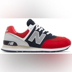 EUC New Balance Men's 574 Pebbled Sport 'Team Red' Shoes Size 9.5